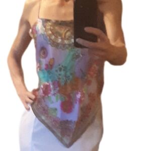 Vintage Sinequanone Floral Pattern Handerkerchief Top